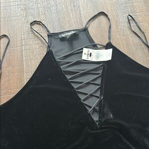 Express Black Velvet Crisscross tank top NWT